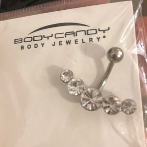 Five White diamonds belly button jewelry